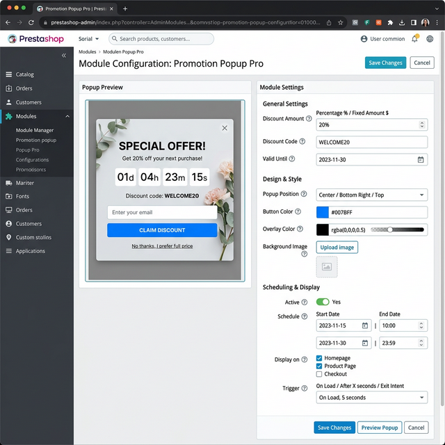 Développement de module PrestaShop E-commerce - Alternance Développeur Web